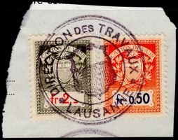 Fr 0.50 + 2.-- Fiskalmarken aus dem Kanton Waadt Vaud