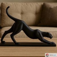 Stretching Panther Sculpture – Elegant Animal Art - 3D Print
