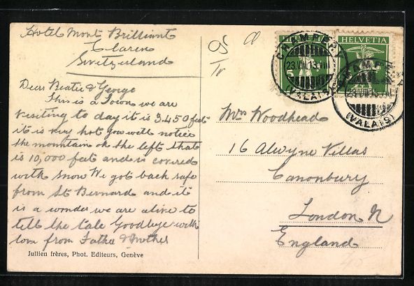 Cartoline postali: AK Champery, La Rue, Strassenleben, 1913 – Usato da Berlin venduto da bartko-reher 1
