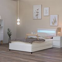 21461 - LED Bett 90x200 NUBE mit Schubladen - WEISS