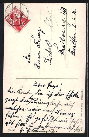 Cartoline postali: AK Brünigbahn vor der Passhöhe, 1911 – Usato da Berlin venduto da bartko-reher 1