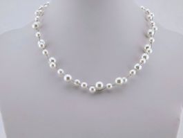 Damenhalskette Necklace Perlen in Perlweiss