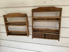 Wandregale Holz Set zwei Stuck Gewürzregal