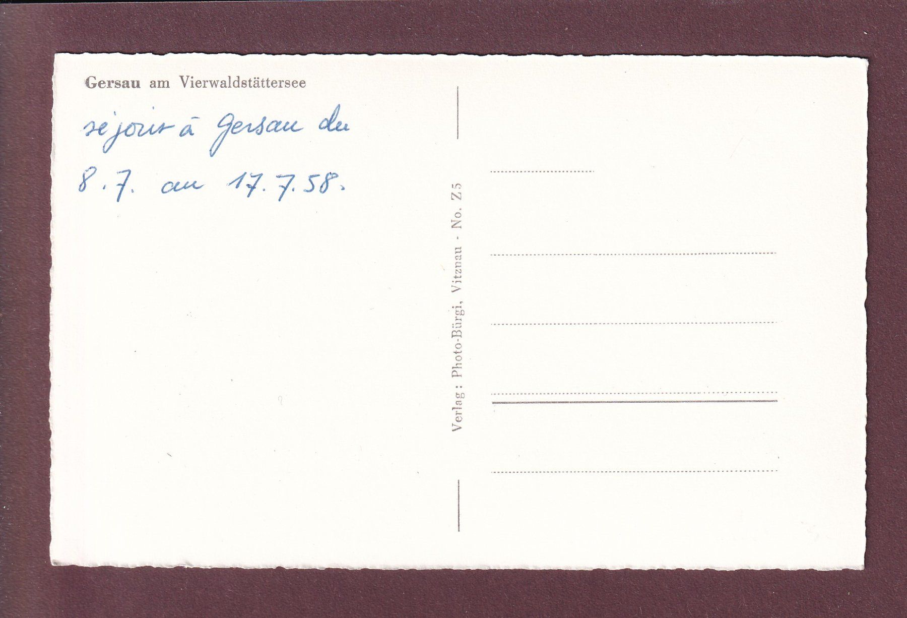 Cartoline postali: GERSAU - 4 Bilder - 1958 – Usato da Pully venduto da nicecards 1