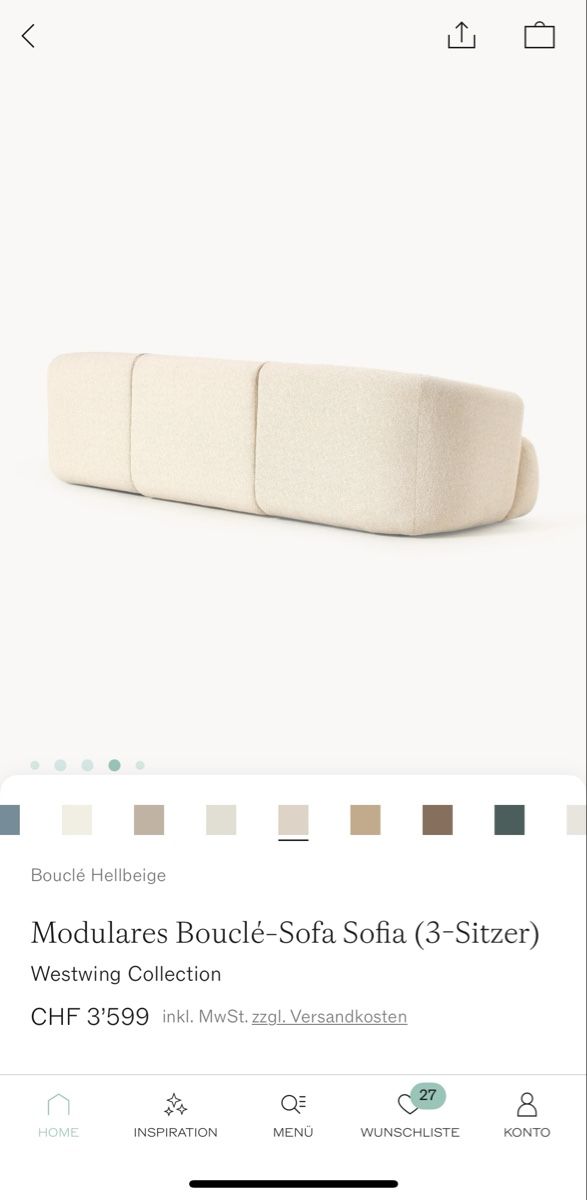 Westwing Sofas: Designer Bouclé Sofa "Sofia" (3-Sitzer) zu verkaufen – Gebraucht aus Wädenswil von EW94 3
