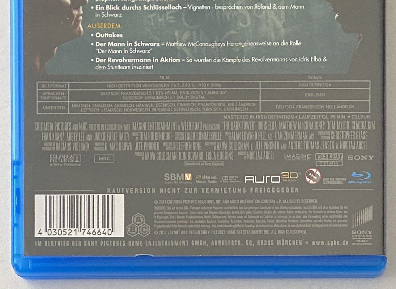 Alle DVDs: Der dunkle Turm (Versandkostenfrei) – Gebraucht aus Flums von Asquillo 2