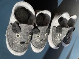 Grösse 33  und 34 Hausschuhe Wollfilz Maus handgemacht