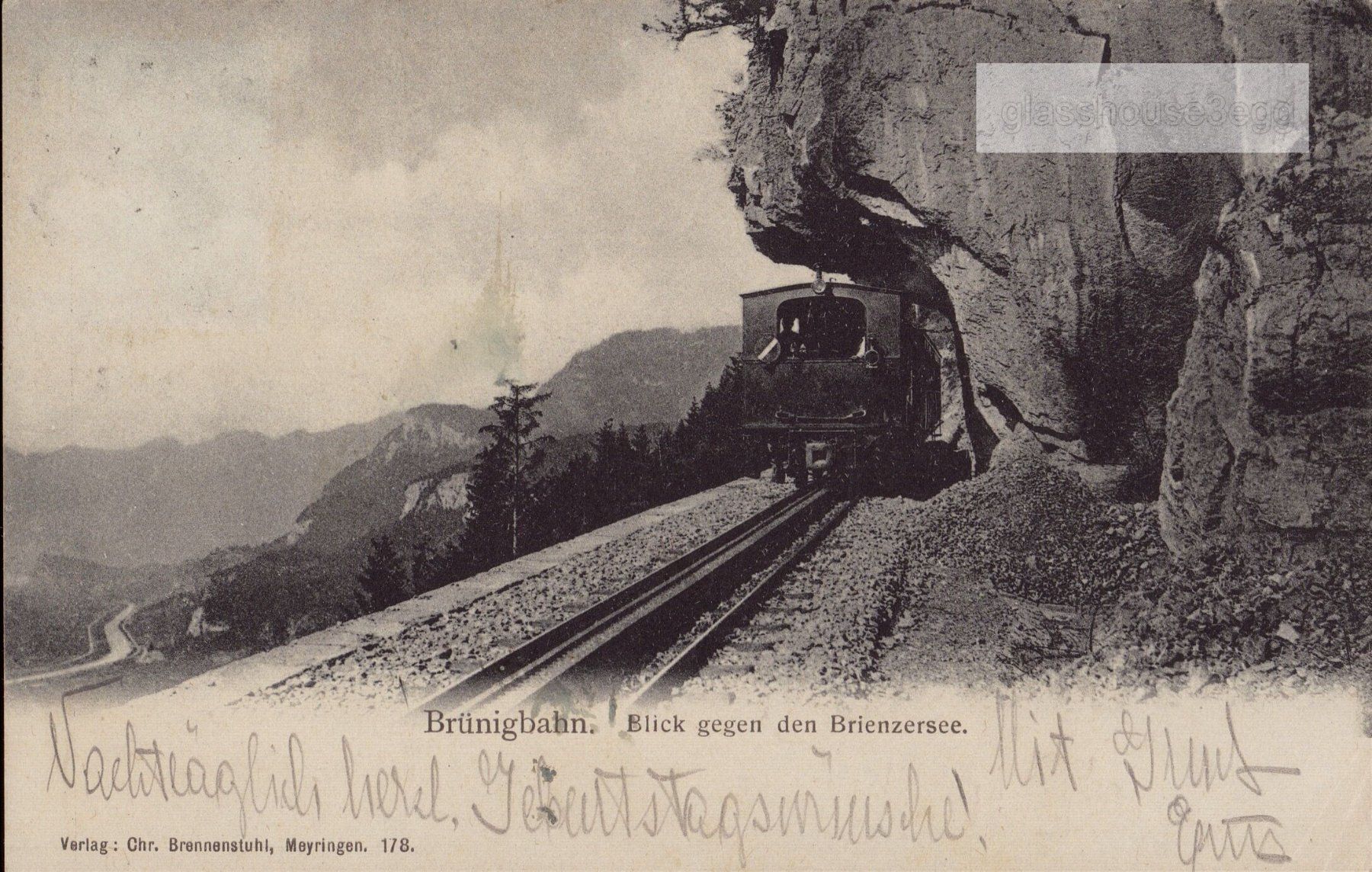 Cartoline postali: AK 1908 Brünigbahn. Blick gegen den Brienzersee – Usato da Eggersriet venduto da glasshouse3egg