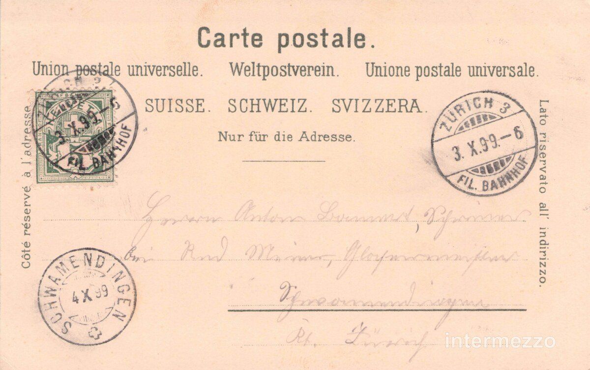 Ansichtskarten: Zürich // 1899 Litho Kantone Kantonswappen – Gebraucht aus Basel von intermezzo12 1