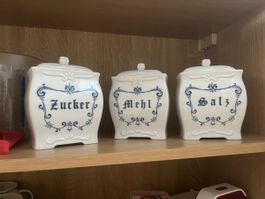 Vorrat Dosen Set weiss blau 3-teilig Vintage