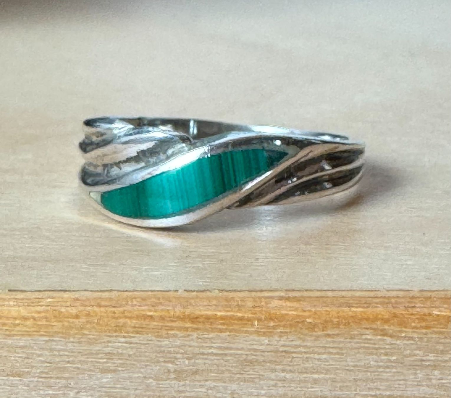 Anelli: 925 Silberring mit Malachit Ringgrösse 50 – Usato da Unterseen venduto da bongmarley