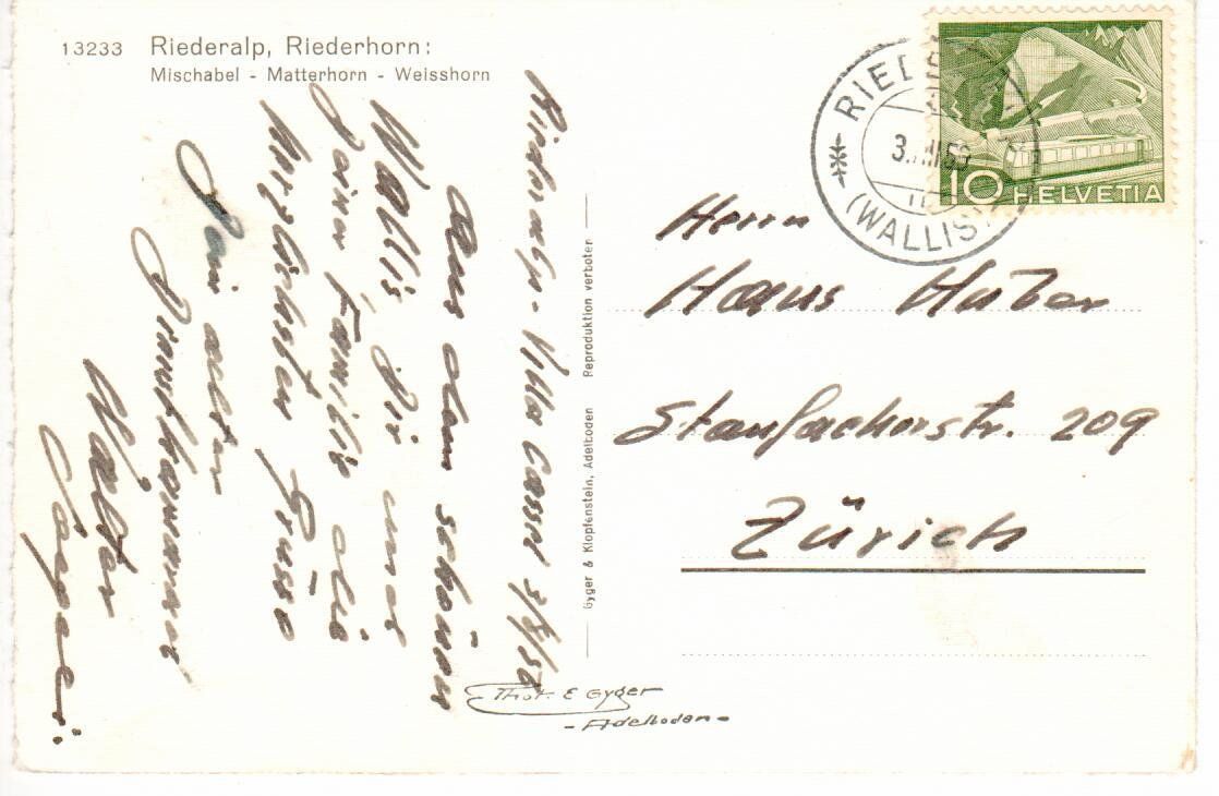 Cartoline postali: Riederalp – Usato da Wolhusen venduto da Curver9 1