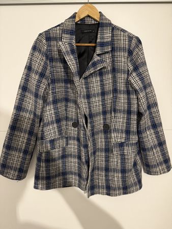 Schicker Damen Blazer Gr. M kariert blau/weiss