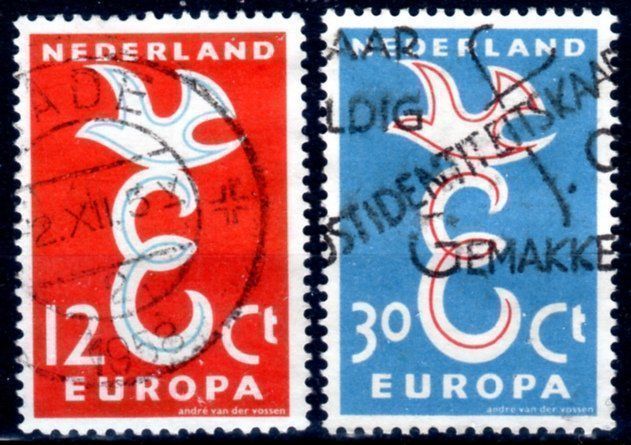 Tutti i francobolli: NIEDERLANDE 1958 BUCHSTABBE UND TAUBE – Usato da Losone venduto da EM2019