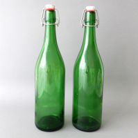 2 Stück grüne « Bülach » - Glasflaschen von 1969 - 1.0 Liter