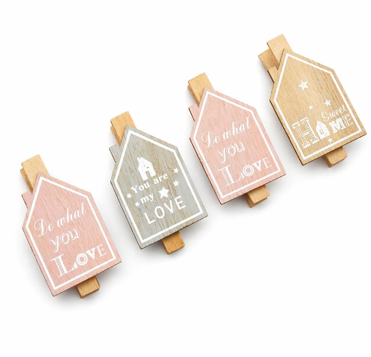 Tutte le decorazioni: 4x Holzklammern Hausform – Nuovo e nell'imballaggio originale da Fully venduto da VaneaSelection 2