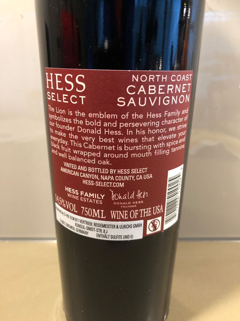 Vino: Hess Select North Coast Cabernet Sauvignon 2017 – Nuovo (secondo la descrizione) da Wald ZH venduto da mlnt 7