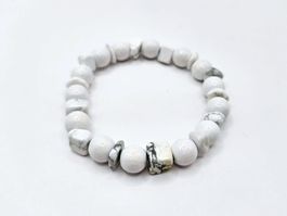 Armband Howlith und Holzperlen in Weiss