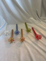 6 Glasstrohhalme Blumen Design mehrfarbig Set 6 Stück
