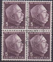 J 125, Viererblock gestempelt Aarau