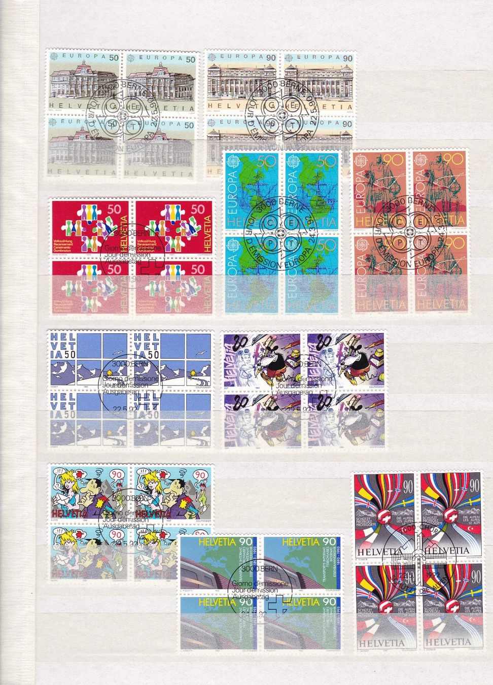 Alle Briefmarken: SCHWEIZ  4er-Block Sammlung – Gebraucht aus Gretzenbach von Sikim 1