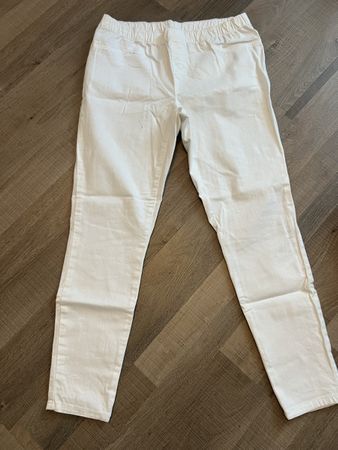 Weisse Sommer Stoffhose Gr. 40 Damen Stretch bequem