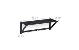 relaxdays Wandgarderobe Ablage 5 Haken Schwarz Wandregal