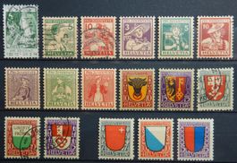 Schweiz ex. Kat. PJ1-17 */gest. 1913/20 Kat. 450 Fr.