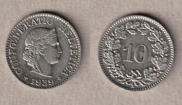 10 Rappen 1939 Nickel