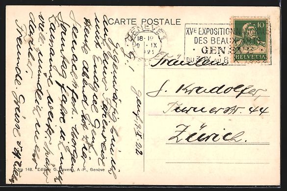 Cartoline postali: AK Genève, Monument de Brunswick, 1922 – Usato da Berlin venduto da bartko-reher 1