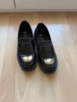 Elle loafers black patent leather with metal toe size 36
