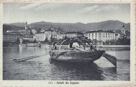 Lugano vista parziale con barcone