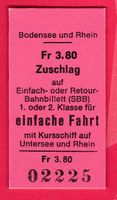 KARTON ZUSCHLAG BILLETT, EINFACHE FAHRT MIT KURSSCHIFF
