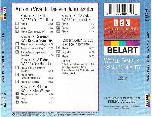 CD: Antonio Vivaldi - Die vier Jahreszeiten – Usato da Unterbäch venduto da niquz 1