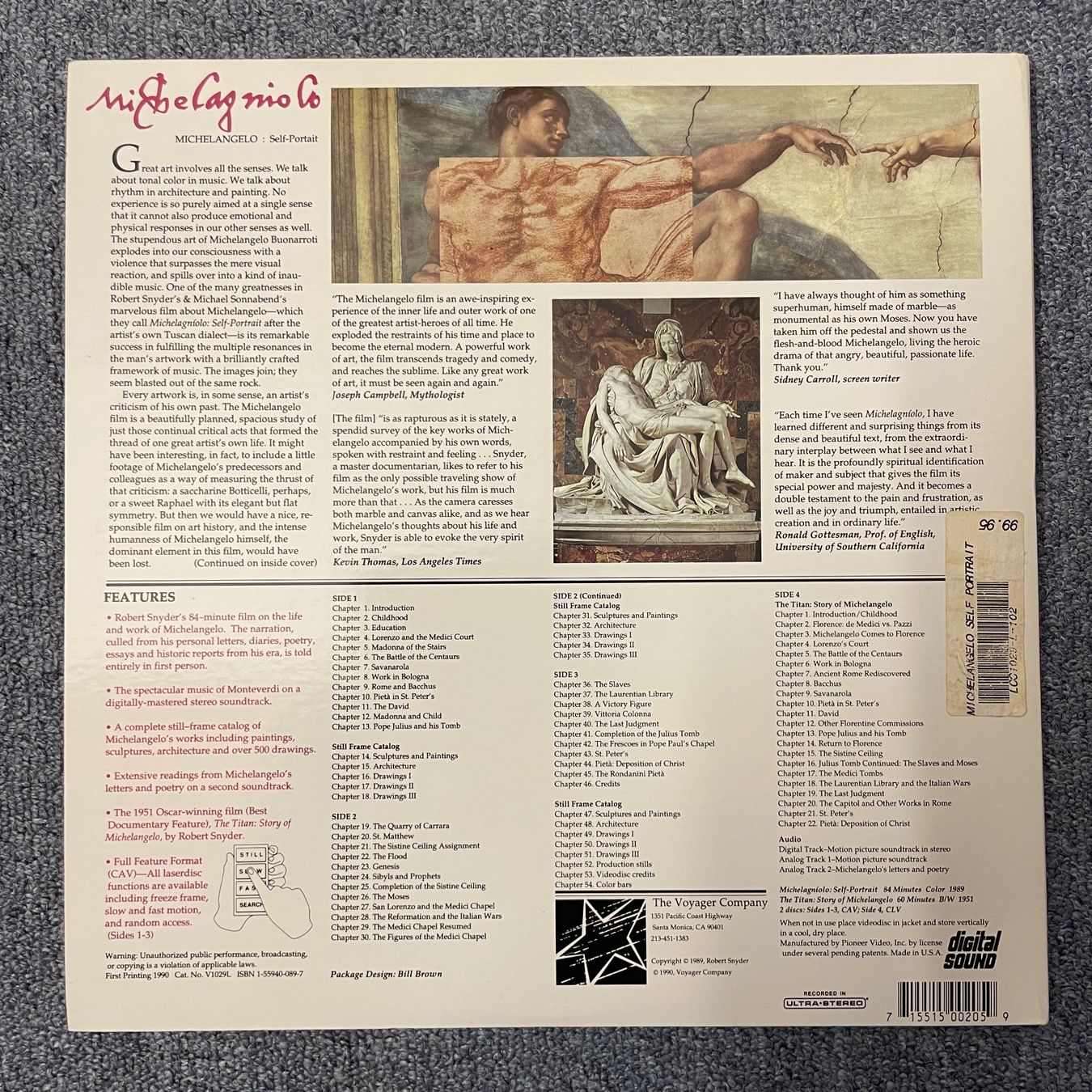Tous les DVDs: Michelangelo: Self-Portrait - LASER DISC - Englisch Original – D'occasion à Stans par Brode 1