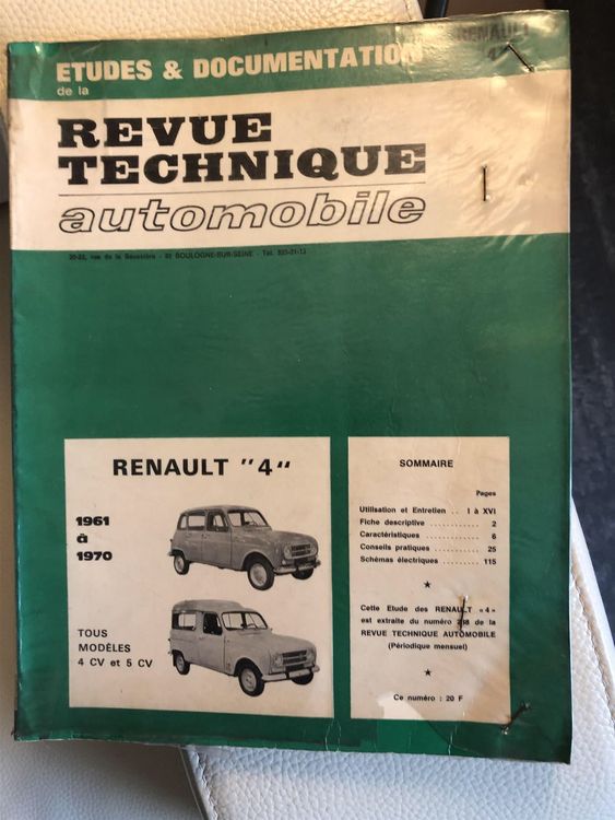 ANCIENNE REVUE TECHNIQUE RENAULT 20 DIESEL DIESEL TURBO