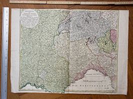 Antike Grenzkarte Frankreich-Italien handkoloriert - Selten