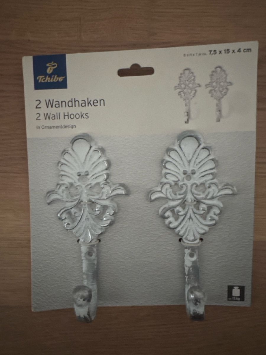 Guardaroba: 2 Wandhaken in Ornamentsdesign – Nuovo e nell'imballaggio originale da Wernetshausen venduto da Laurita_lca
