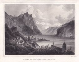 WEESEN AM WALENSEE, ST. GALLEN, STAHLSTICH NACH ROHBOCK 1870