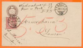Tüblibrief: Tenniken - Lausen/BL 1876 - Zwergstempel
