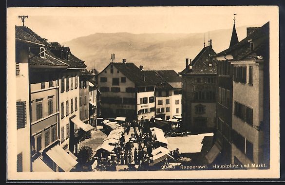 Cartoline postali: AK Rapperswil, Hauptplatz und Markt – Usato da Berlin venduto da bartko-reher