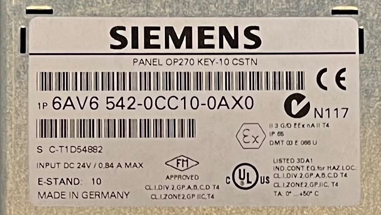 Siemens Sistema di controllo: Siemens Simatic Panel OP270 KEY-10 CSTN – Usato da Romanshorn venduto da DonRicardoo 2