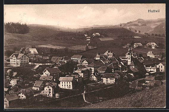 Ansichtskarten: AK Huttwil, Teilansicht mit Kirche, 1922 – Gebraucht aus Berlin von bartko-reher