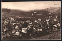 AK Huttwil, Teilansicht mit Kirche, 1922