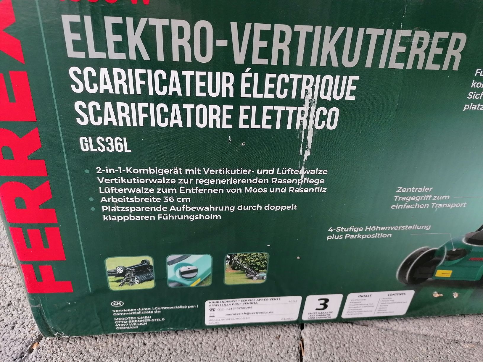 Appareils de traitement du sol: FERREX Elektro-Vertikutierer – D'occasion à Egolzwil par mobiledeluxe 3