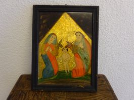 Hinterglasbild / Christnacht Krippe Ikone