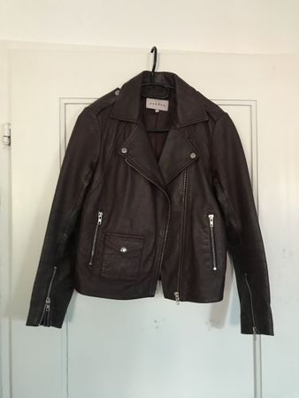 Sandro Bordeaux Biker Lederjacke (gebraucht)