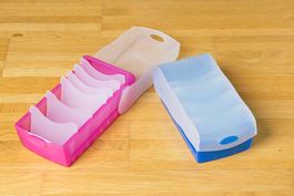 HAN Karteiboxen Croco A8 blau & pink