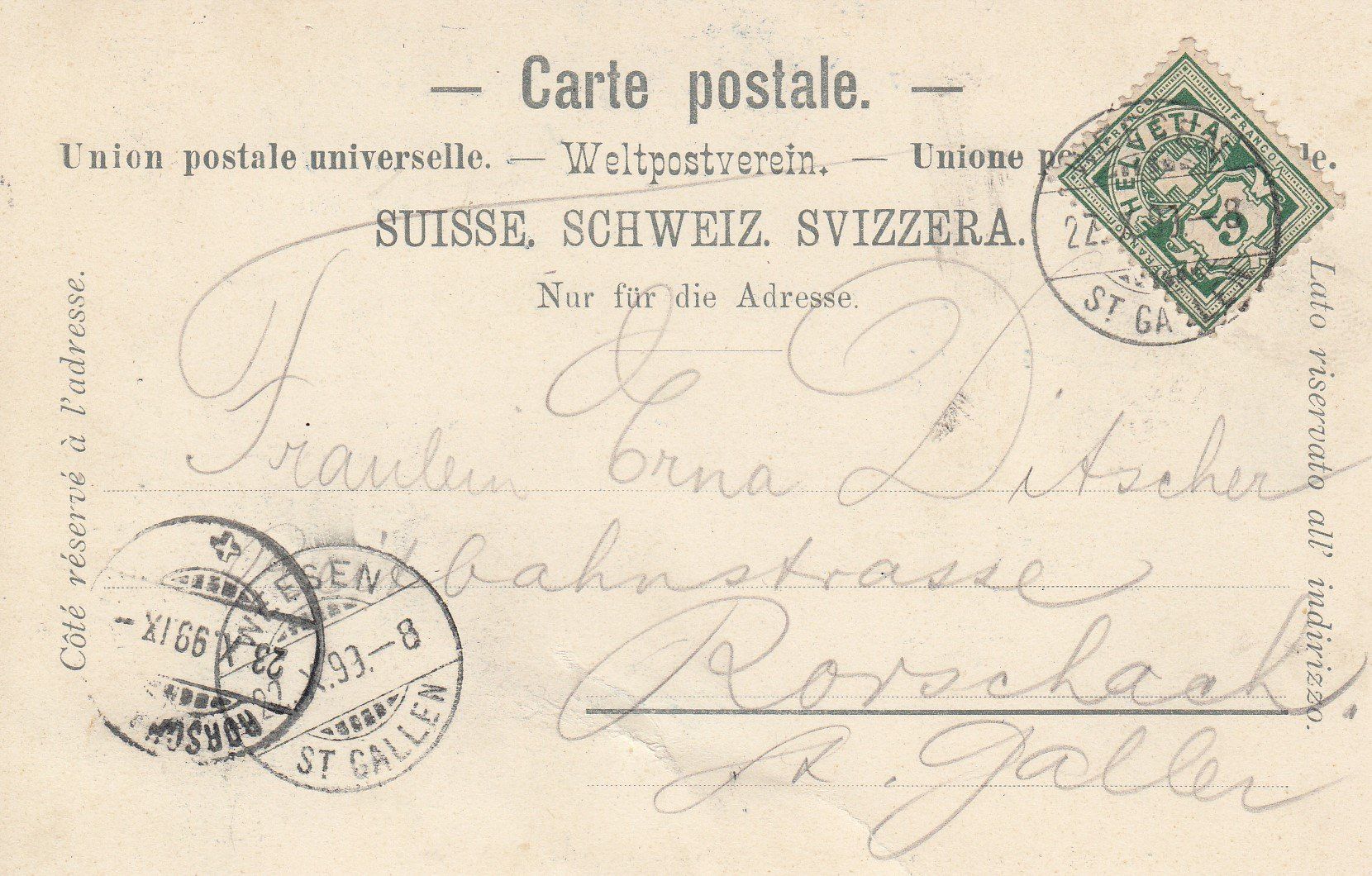 Cartoline postali: Glarus   GL    -   Die Stadtkirche      um 1899 – Usato da Brig venduto da Valcards54 1