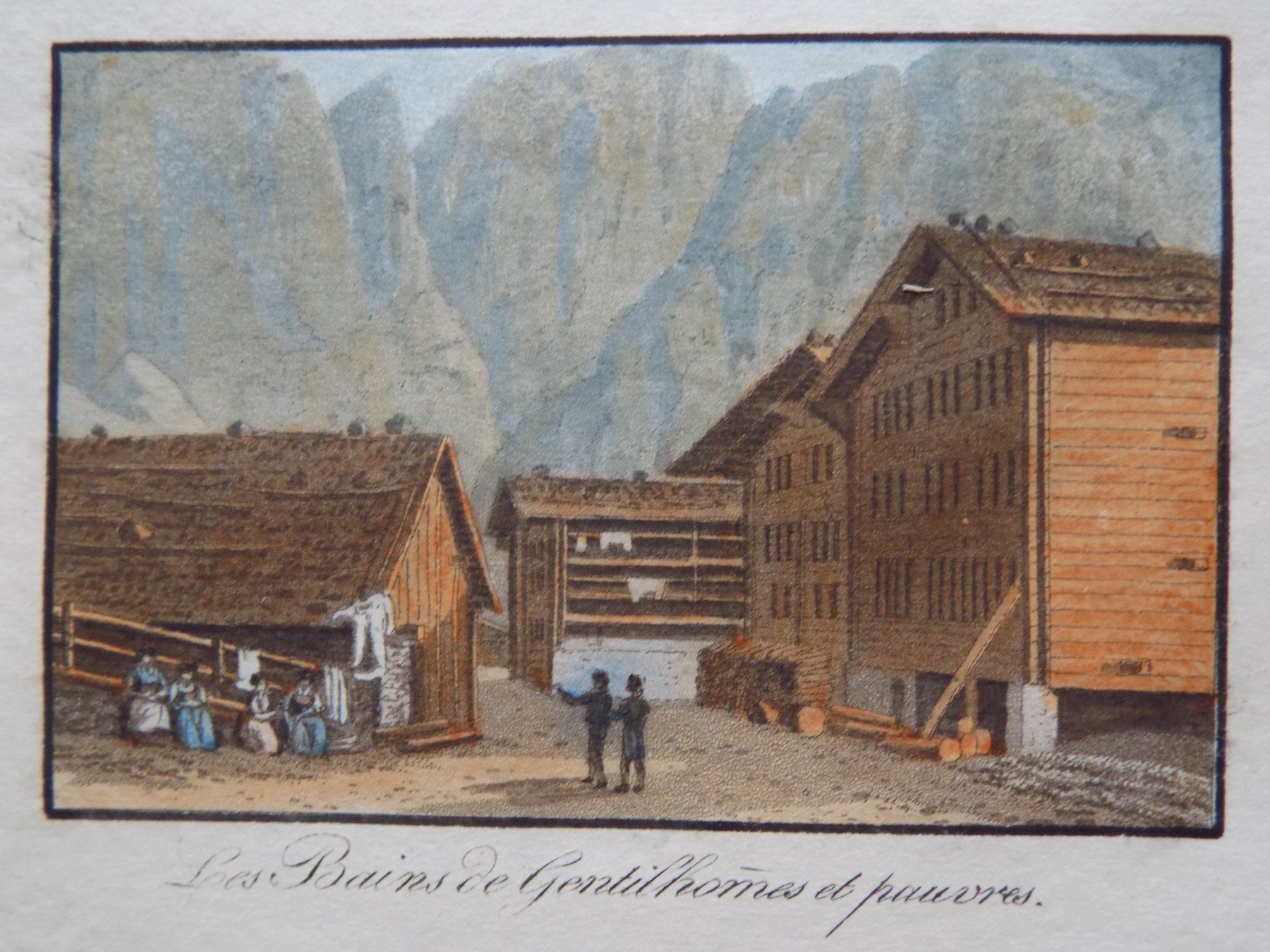 Incisioni: Leukerbad kolorierte Aquatinta – Usato da Risch venduto da Antikfee 3
